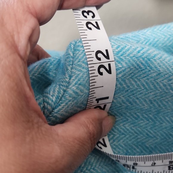 New Talbots Womens Herringbone Turquoise Wool Blend Blazer - Picture 8 of 11